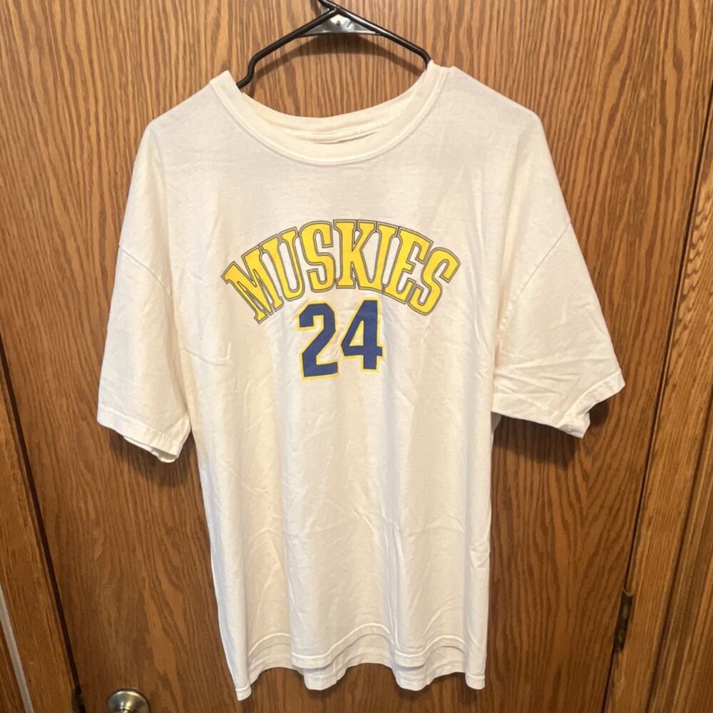 Graphic Tee Ultra Cotton Mens XL White Minnesota Muskies #24 Short Sleeve